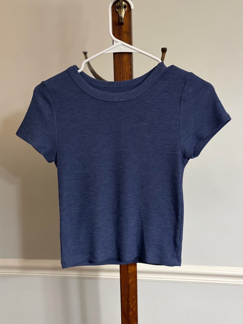 American Eagle Outfitters Navy Ribbed Short Sleeve Tee